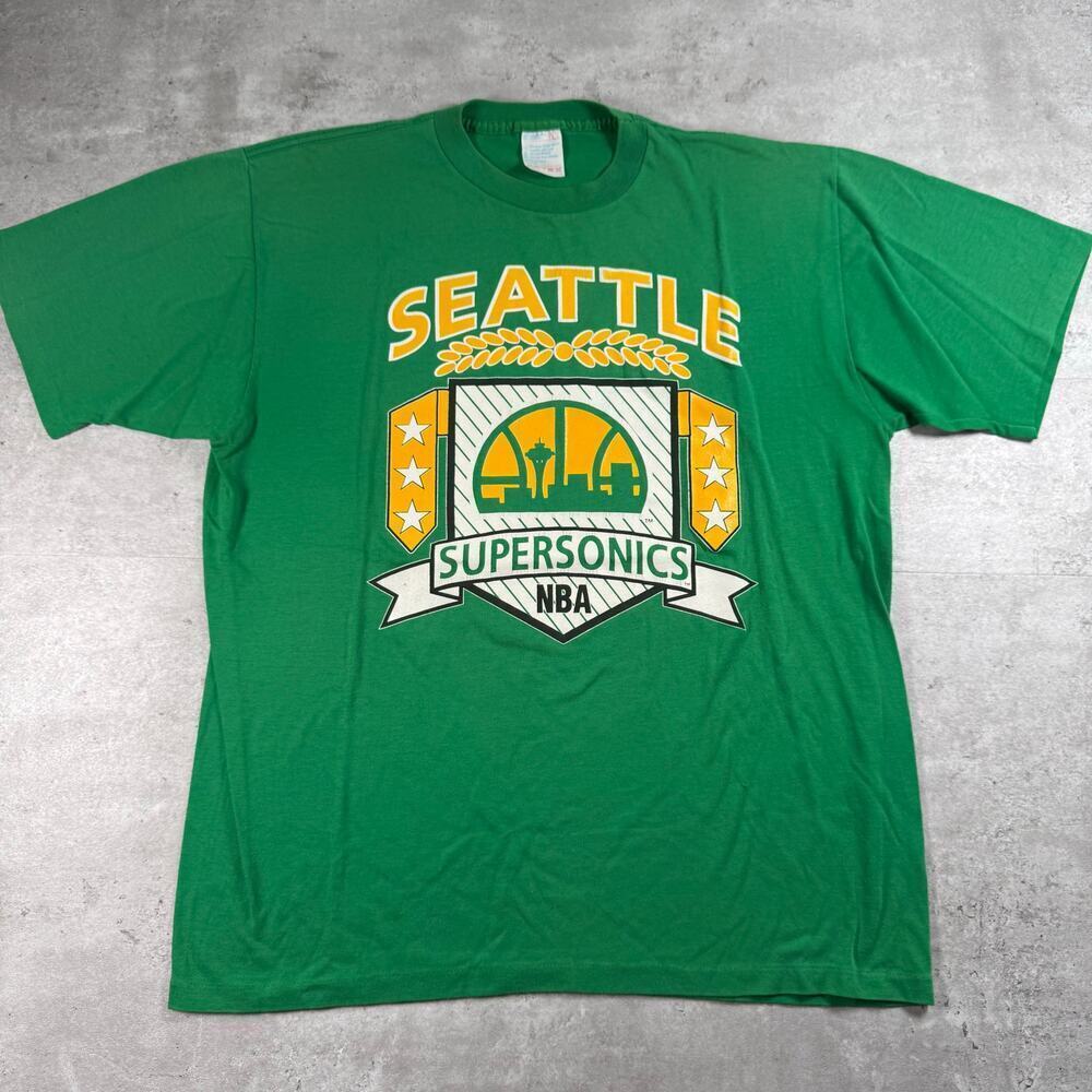 vintage seattle supersonics green t-shirt size large single stitch